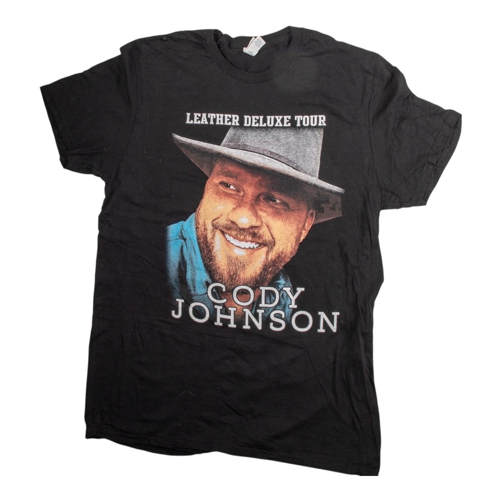 Men's Cody Johnson Tour T Shirt Size Large Black Short Sleeve Crew Neck Cotton
